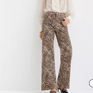 NWT LOFT High Rise Wide Leg Leopard Print Jeans